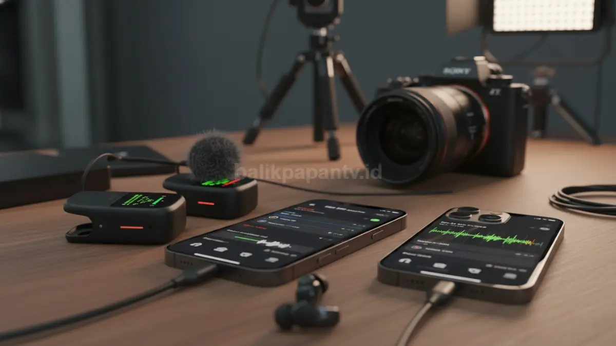 DJI Mic dan iPhone 17 Pro digunakan untuk monitoring audio konten video (BTV/Ai)