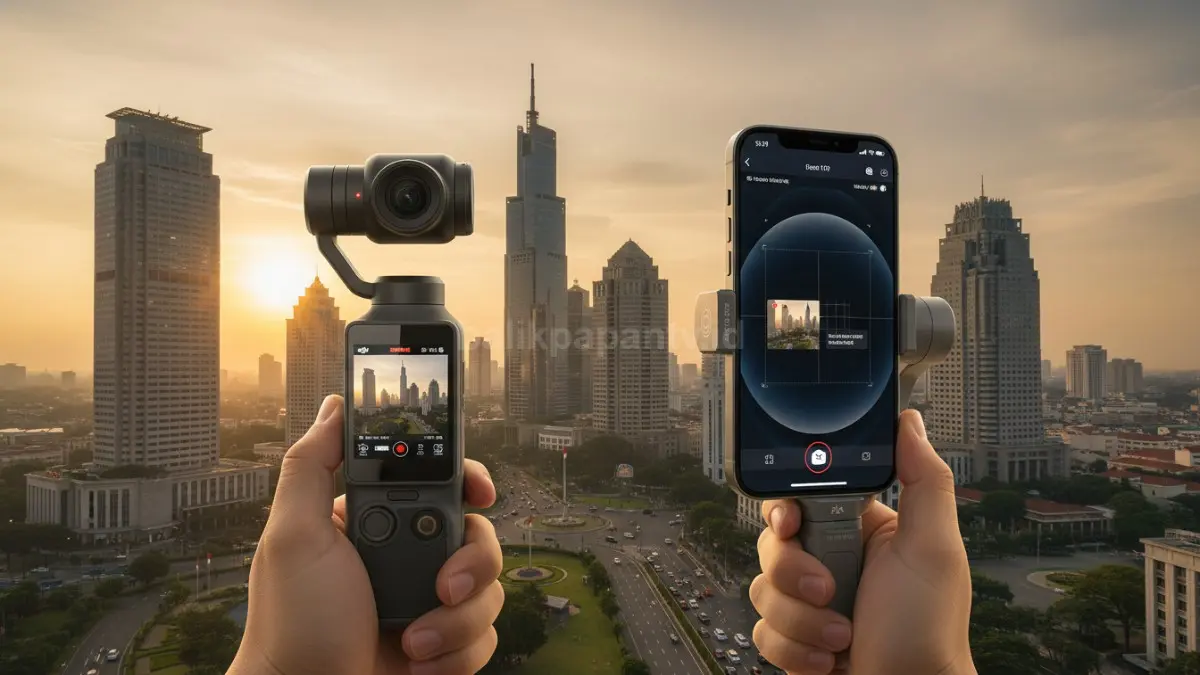 DJI Pocket 4 dan iPhone 17 Pro dipakai membuat konten video cinematic modern untuk kreator mobile.(BTV/Ai)