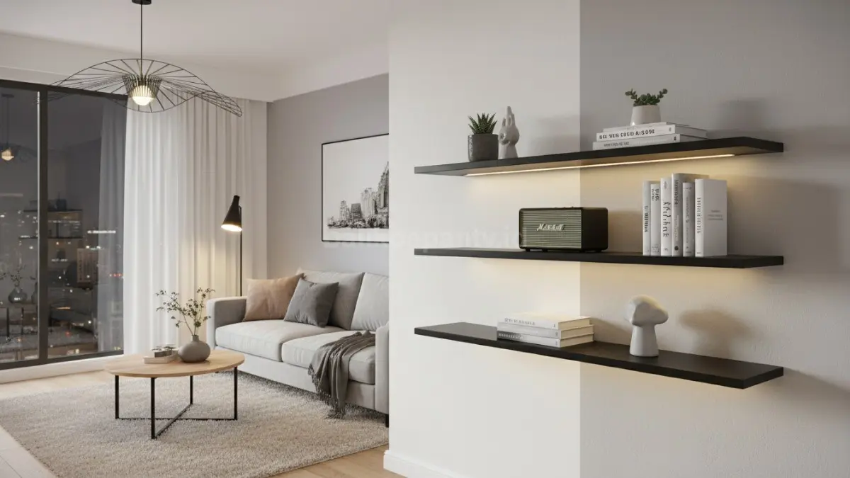 Floating Shelf Hitam Matte (BTV/Ai)