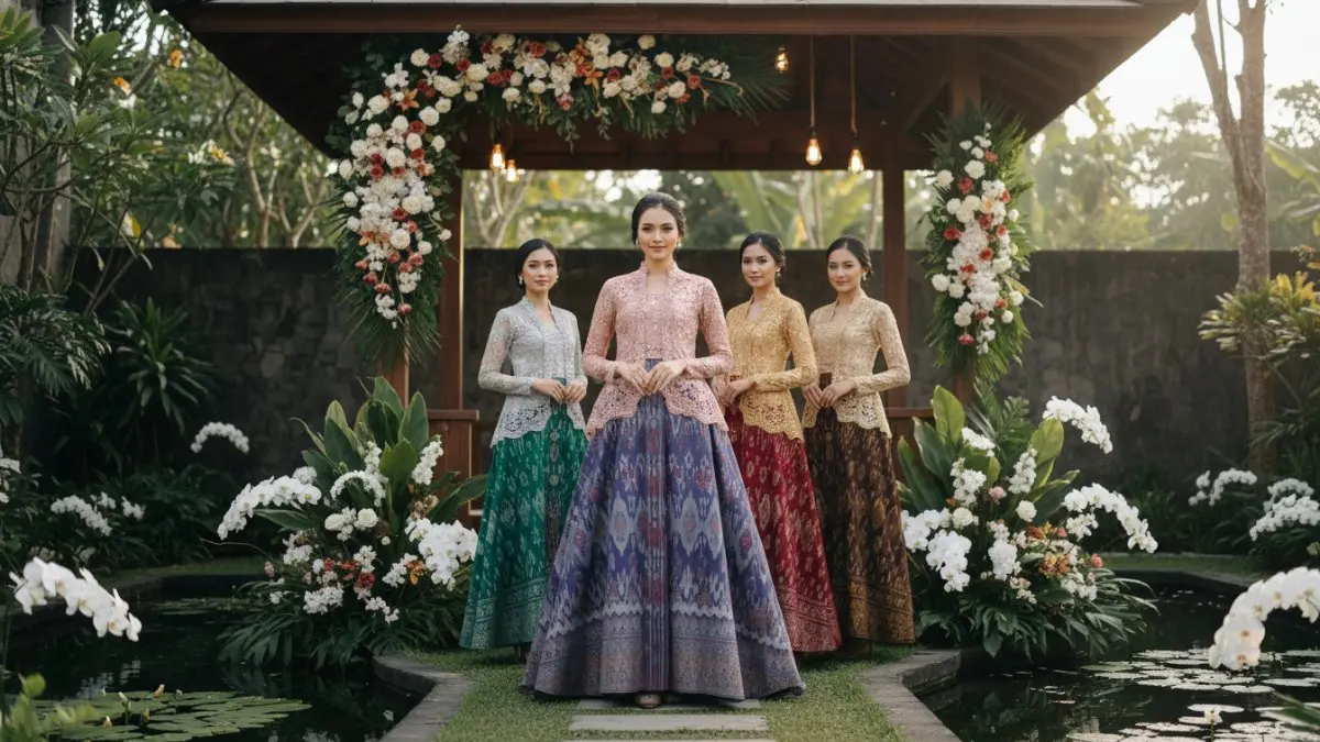Kombinasi brokat dan batik tampil anggun untuk pesta pernikahan dan bridesmaid modern
