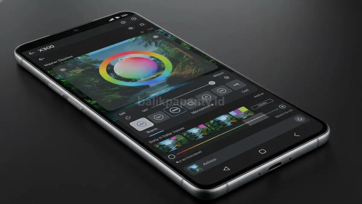 Layar ZEISS Master Color Display vivo X300 Ultra saat editing warna video (BTV/Ai)
