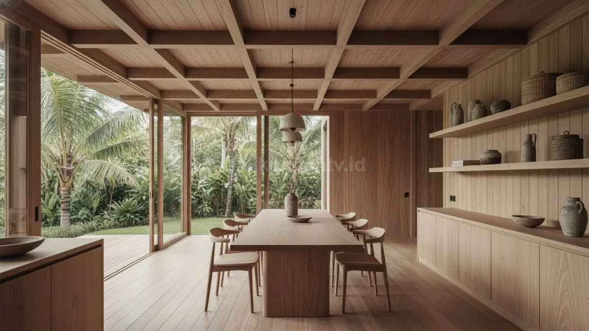 Material kayu matte bertekstur alami menghadirkan suasana rumah lebih hangat, organik, tenang, dan nyaman sepanjang hari.
