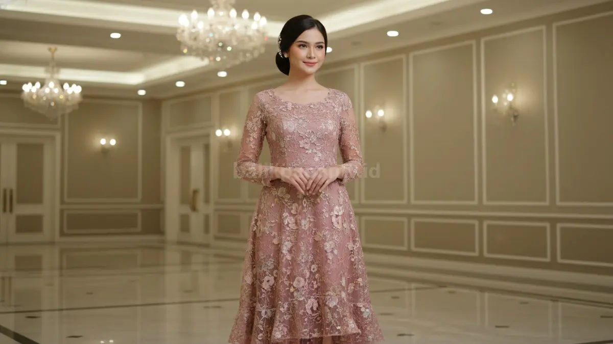 Model dress brokat modern warna elegan untuk kondangan tampil anggun dan feminin di acara formal