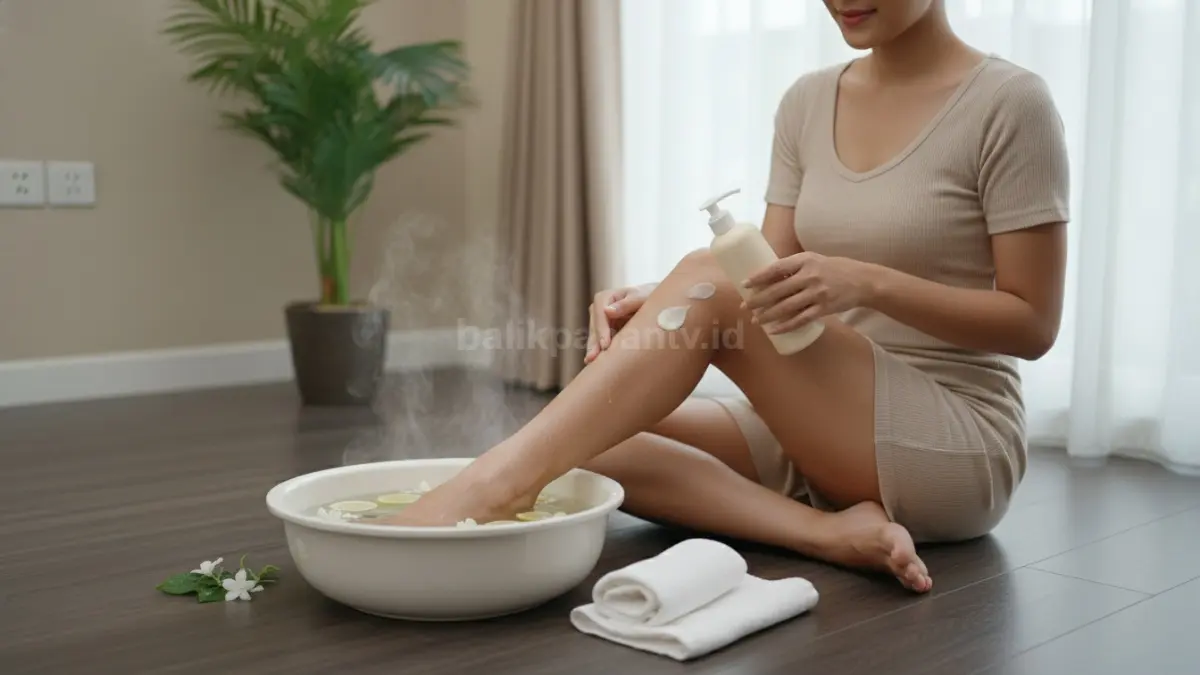 Perawatan kaki mulus dengan rendaman air hangat dan pelembap jadi rutinitas yang mulai banyak dicoba Ces!