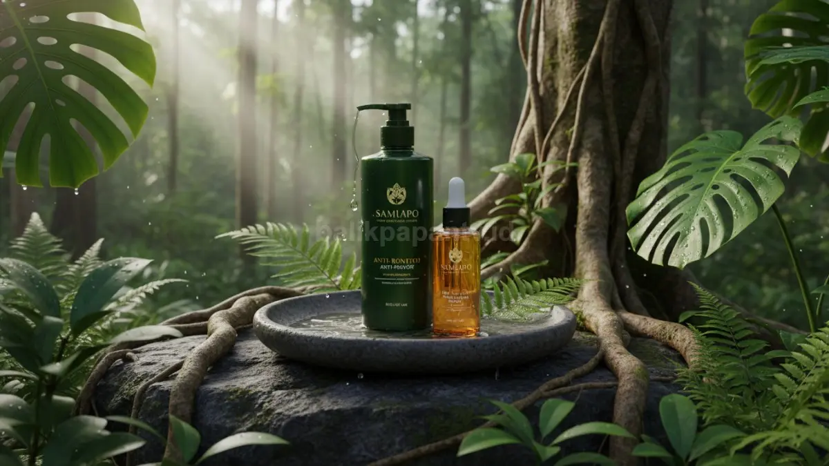 Sampo anti-rontok dan serum rambut jadi pilihan perawatan harian untuk menjaga akar rambut tetap kuat.