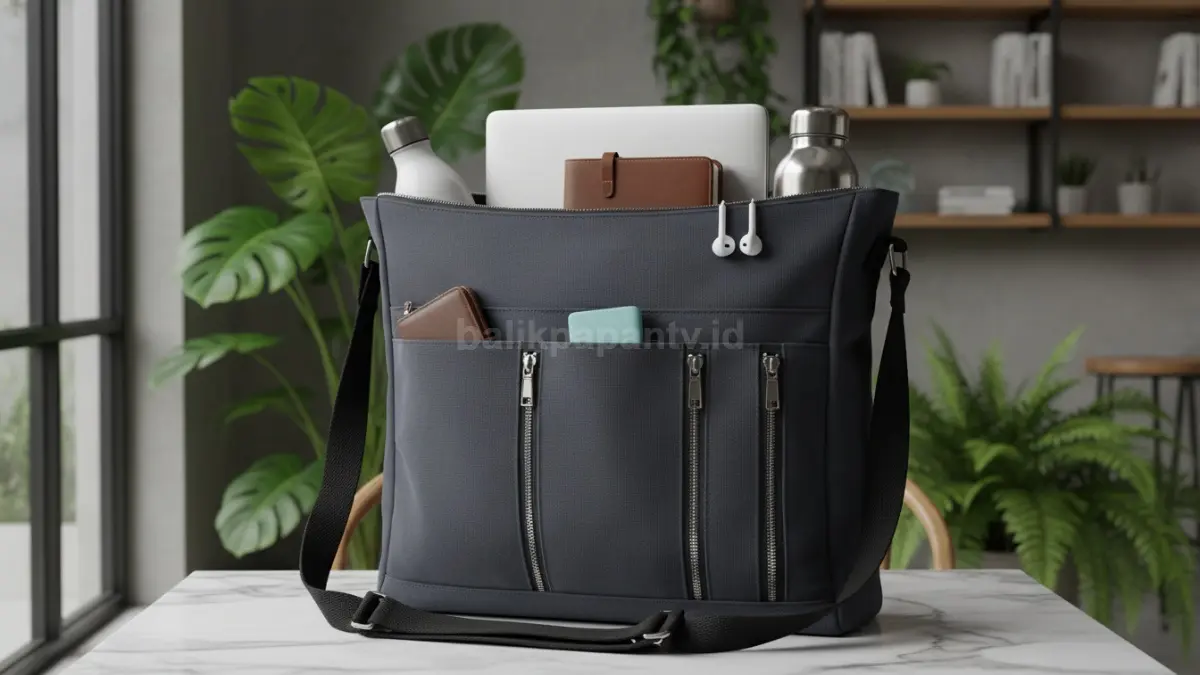 Tote bag modern dengan kompartemen tambahan bikin barang lebih rapi saat bepergian
