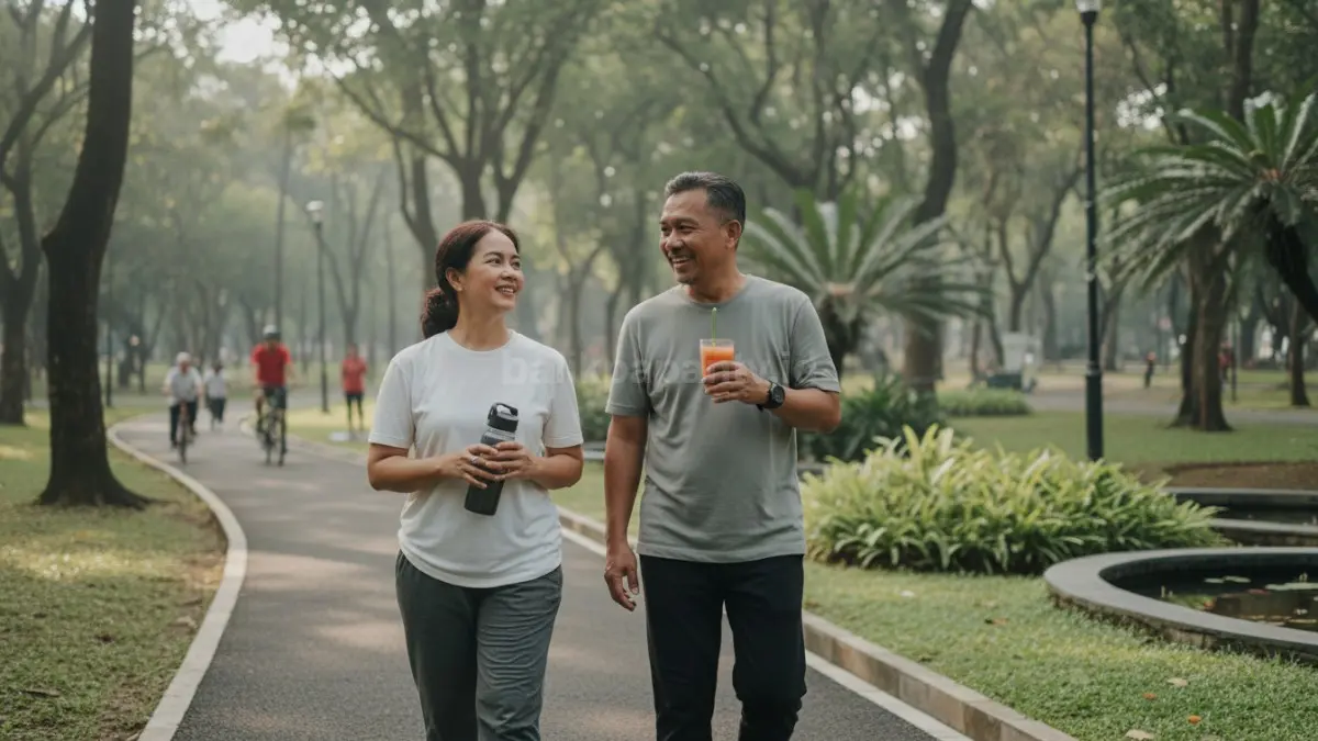 Aktivitas sederhana seperti jalan kaki dan mengurangi minuman manis bantu mencegah diabetes sejak dini. (BTV/AI) 
