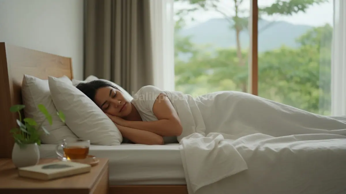 Tidur cukup dan jam istirahat stabil membantu menjaga hormon serta kontrol gula darah tubuh. (BTV/AI) 
