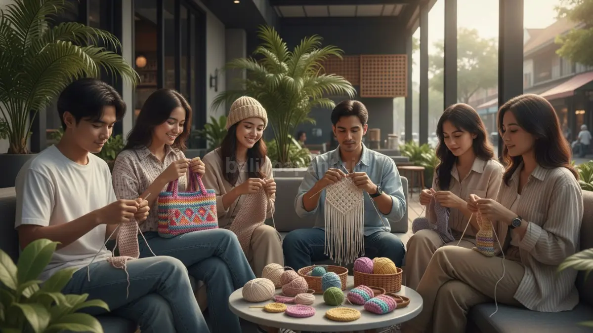 Knitting modern kembali populer lewat kreasi handmade unik seperti tas, topi, dan dekorasi rumah estetik.