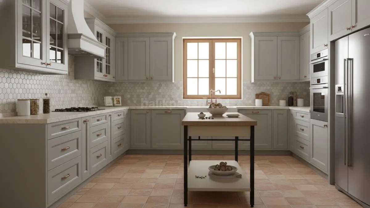 Mushroom beige jadi pilihan dapur modern karena hangat, netral, dan lebih ramah terhadap noda harian.

