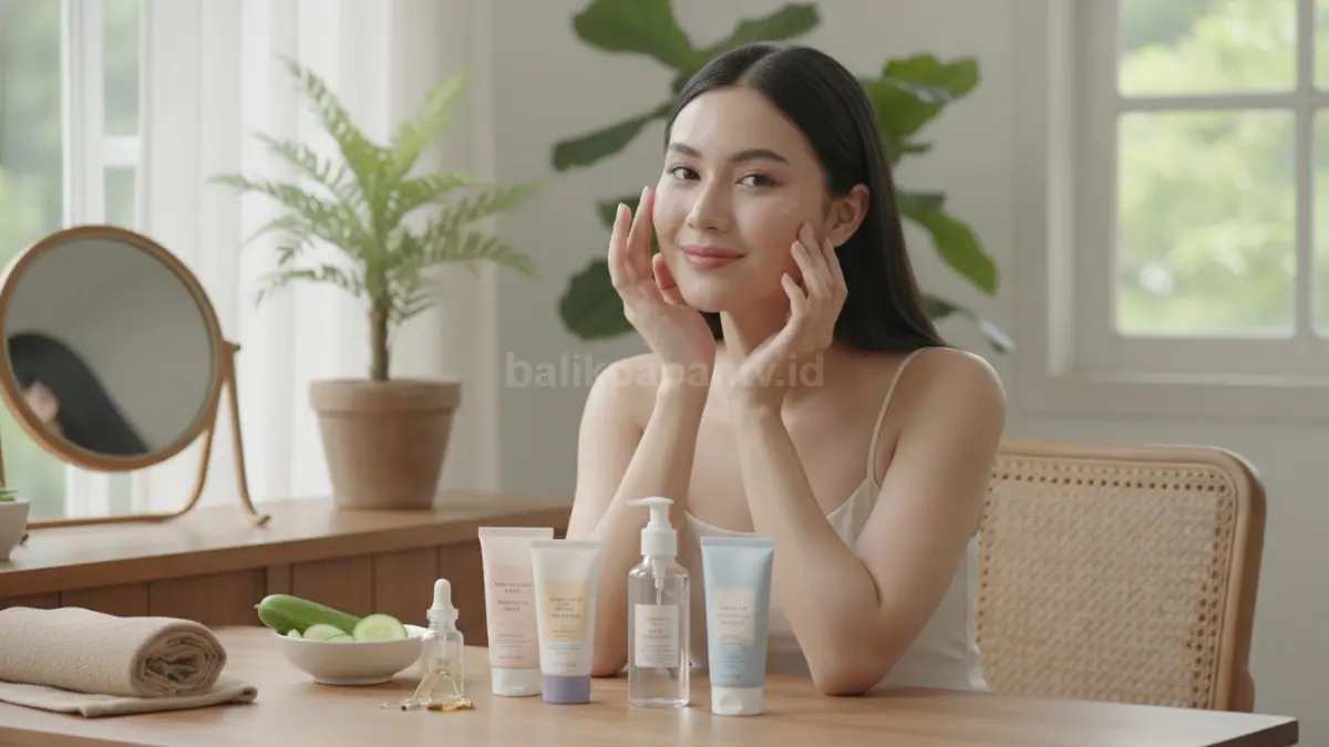 Rutinitas skincare kulit kering bantu wajah tetap lembap, nyaman, sehat, dan terhidrasi sepanjang aktivitas harian. (BTV/AI)
