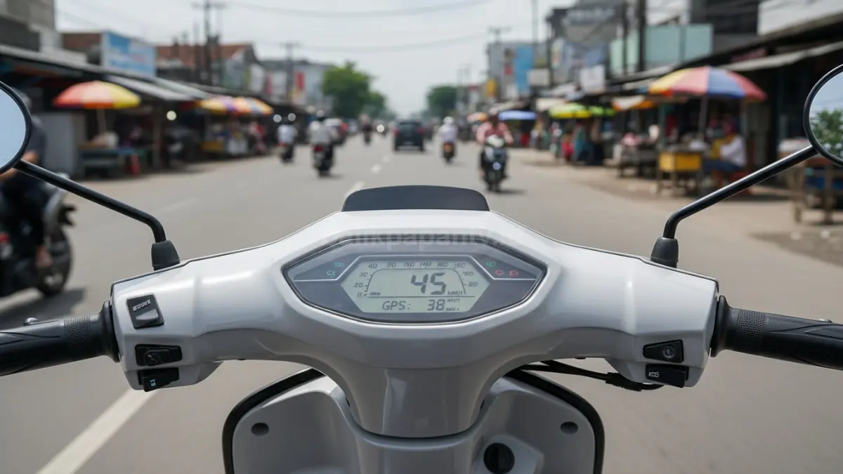 Tampilan speedometer Uwinfly T3 Pro saat diuji di jalan kota dengan selisih kecepatan GPS yang cukup jauh. (BTV/Ai)