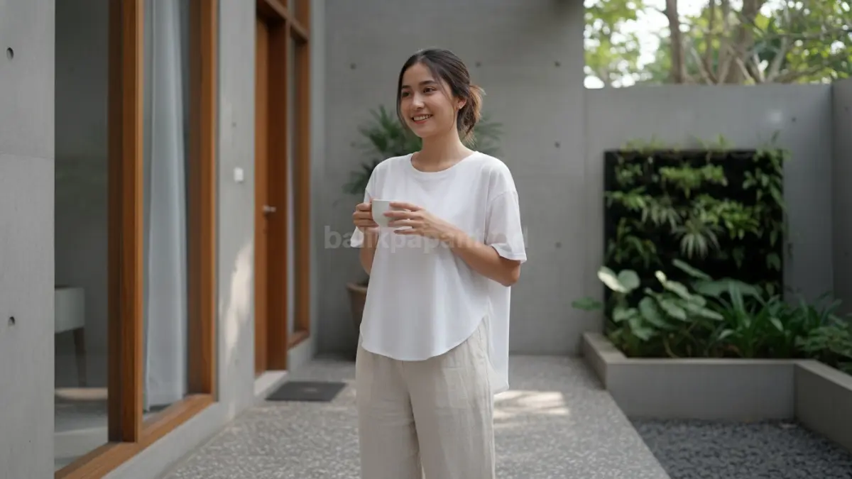  Crop tee loose fit bawah melengkung
