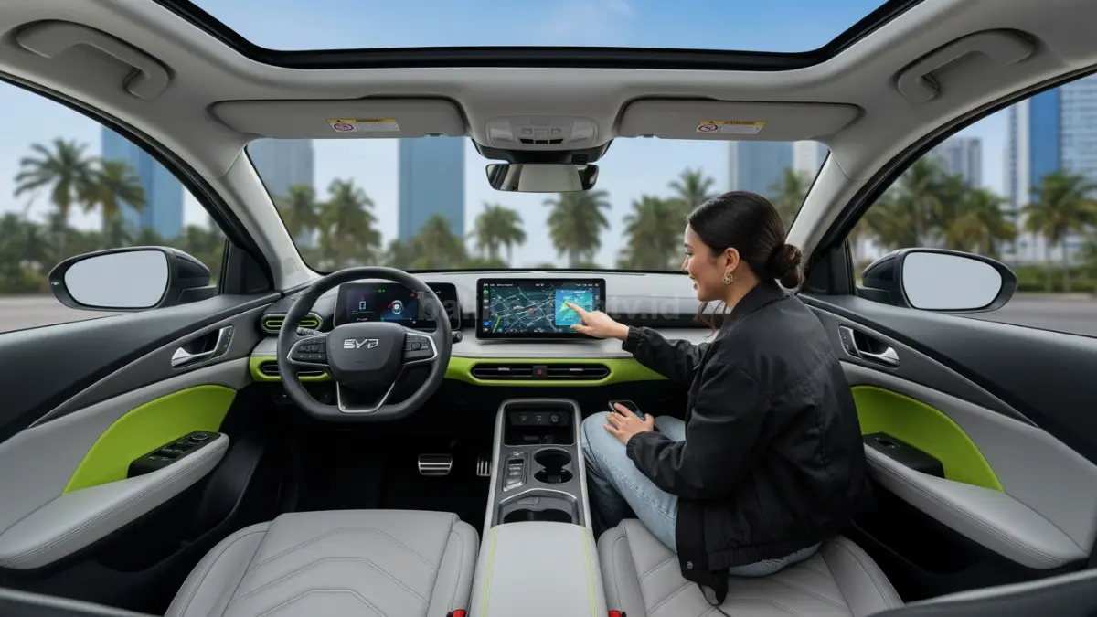 Interior dan pilihan warna BYD Atto 1 terbaru menarik perhatian generasi muda pecinta mobil listrik, Ces! (BTV/Ai)