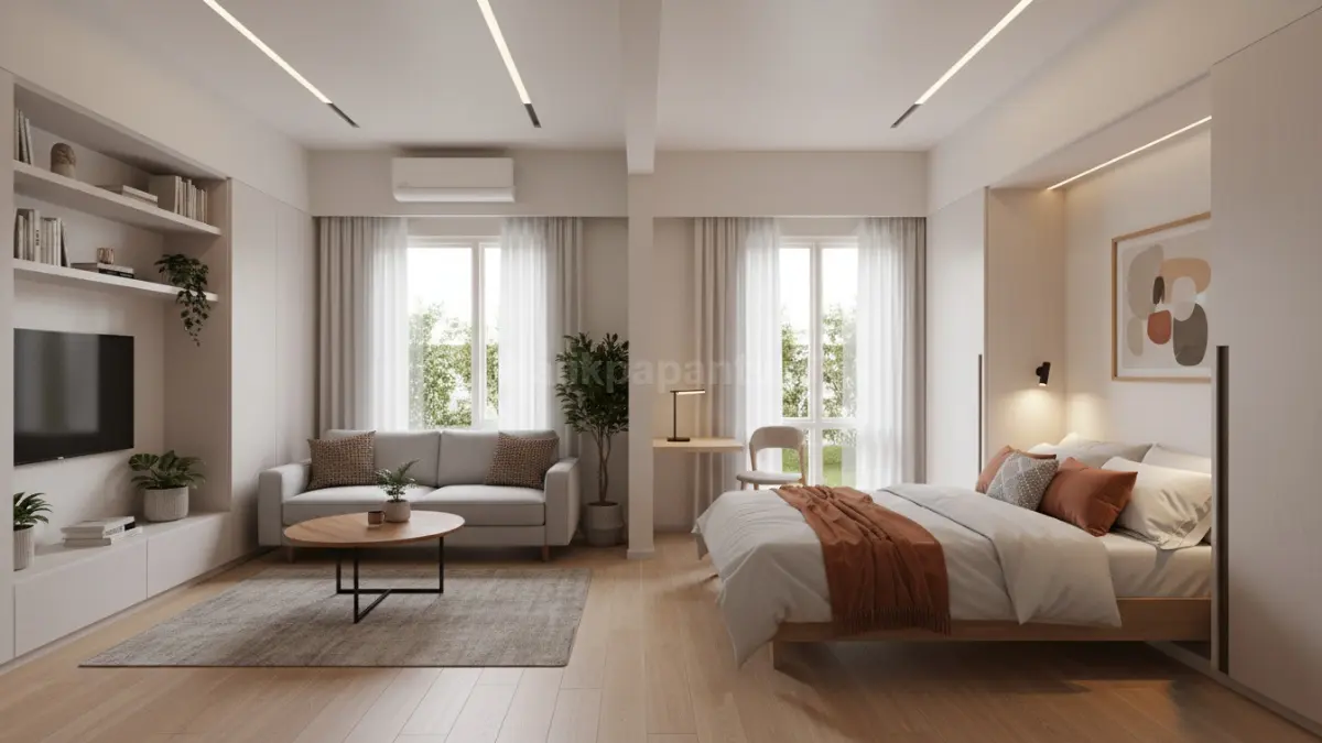 Kamar fleksibel dengan furnitur tersembunyi. (BTV/Ai)