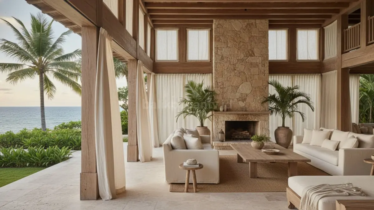 Material natural seperti kayu oak dan batu alam membuat rumah terasa hangat, hidup, dan elegan. (BTV/AI)