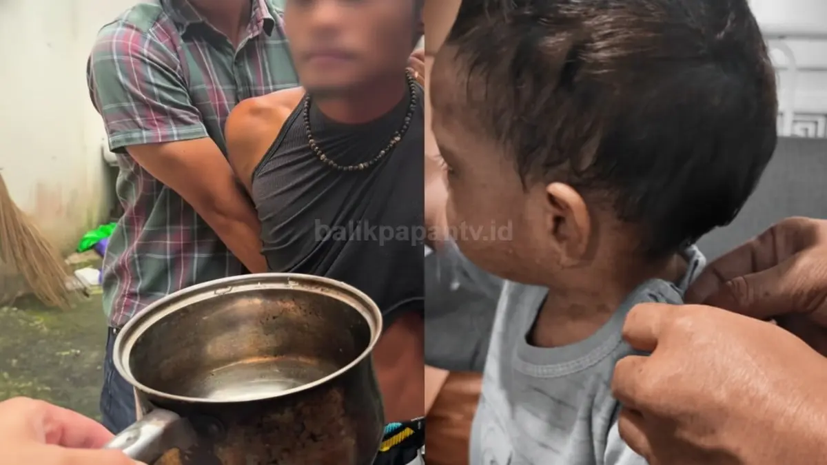 Petugas Polresta Padang mengamankan ayah kandung korban dugaan kekerasan anak (Instagram/ghifariiman)