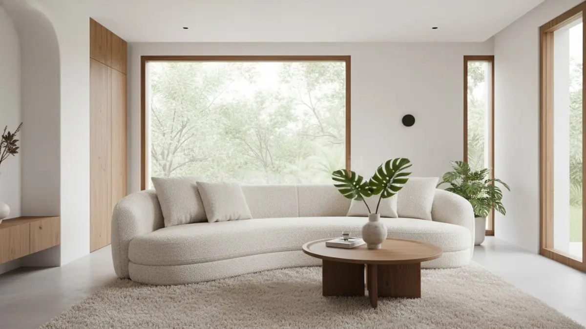 Sofa bouclé warna krem (BTV/Ai)