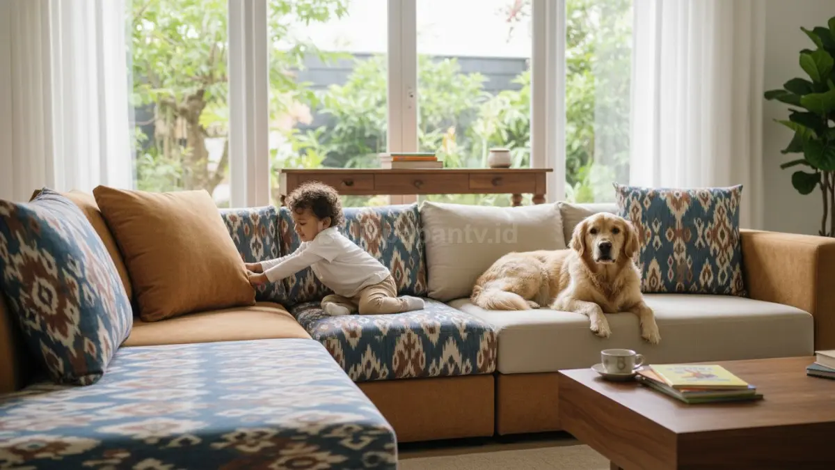 Sofa dengan cover lepas pasang lebih praktis, mudah dibersihkan, dan cocok untuk rumah keluarga aktif. (BTV/AI)