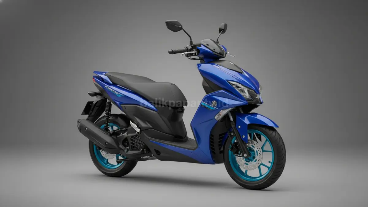 Yamaha Gear Ultima Hybrid 2026 varian Solid Blue dengan pelek biru cerah tampil mencuri perhatian (BTV/Ai)