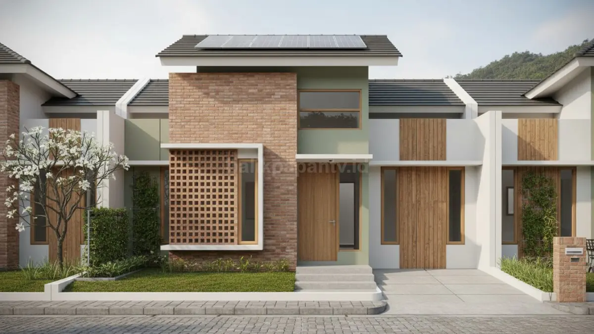 Area ruang keluarga rumah eco-friendly dengan pencahayaan alami hemat energi. (BTV/Ai)