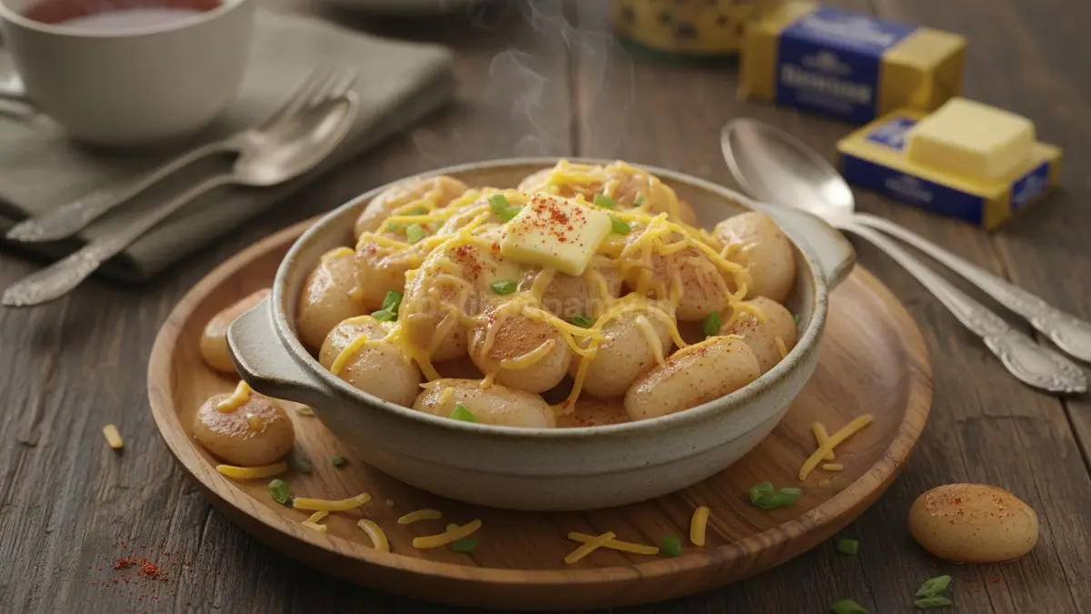 Butter tteok hangat dengan lelehan mentega dan topping keju mulai viral di Indonesia (BTV/AI) 
