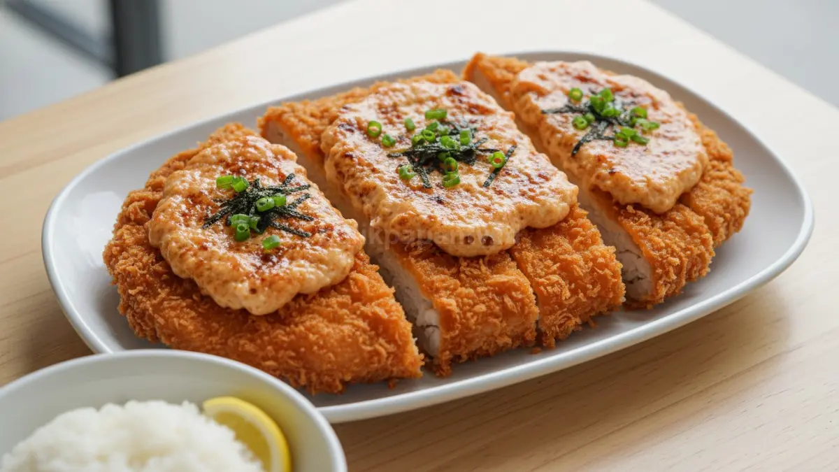 Chicken katsu mentai jumbo hadir dengan potongan ayam tebal dan saus creamy gurih menggugah selera.