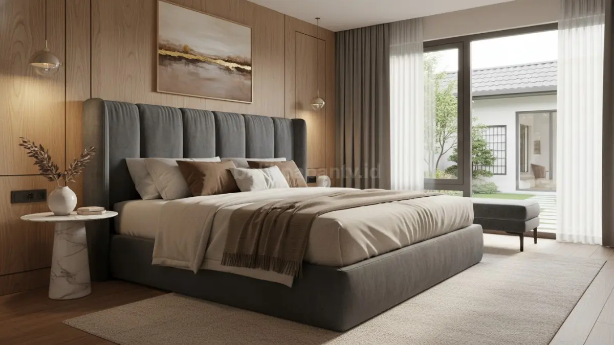 Headboard besar di kamar tidur. (BTV/Ai)