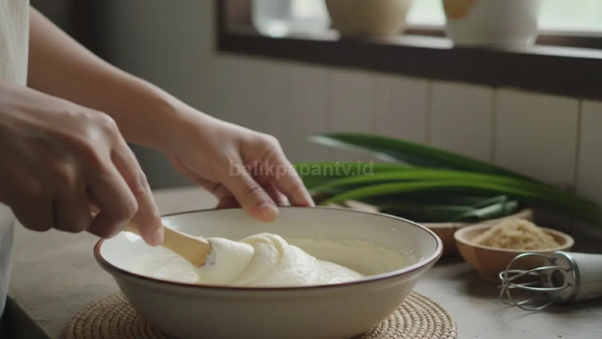 Mengaduk adonan seperlunya membantu menjaga tekstur pancake tetap ringan, lembut, dan tidak keras saat matang.(BTV/AI)
