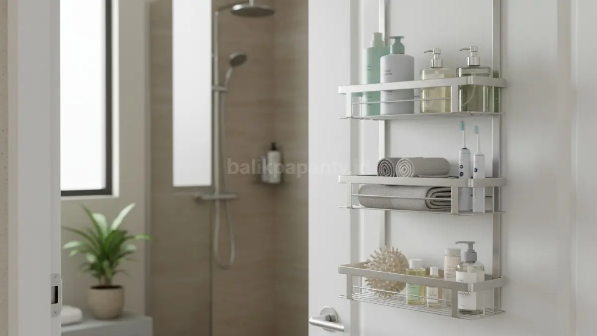 Rak gantung belakang pintu kamar mandi berbahan aluminium anti karat dengan desain modern
