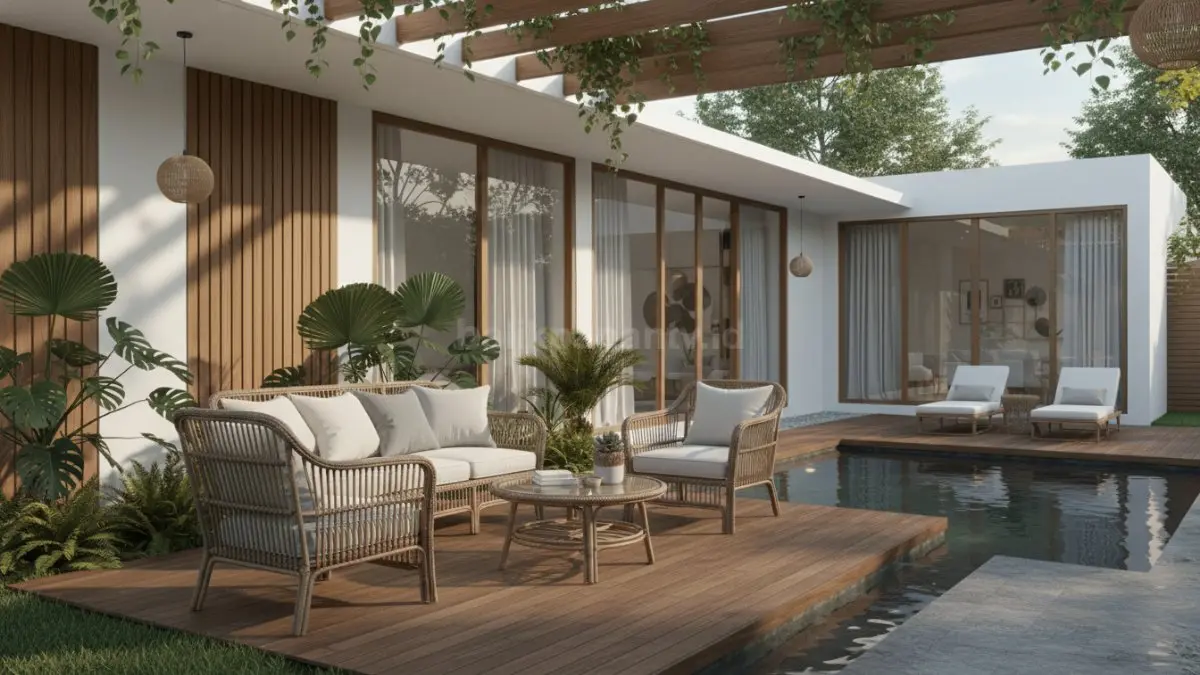 Sofa rotan sintetis tahan cuaca. (BTV/Ai)