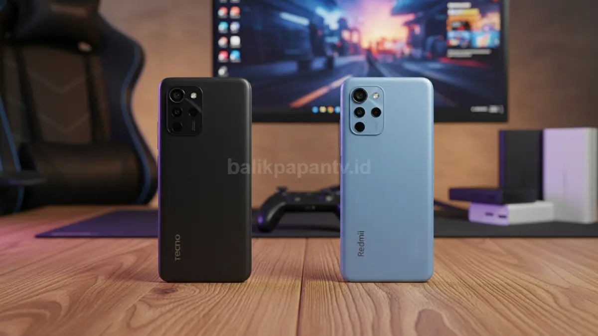 Tecno Pova 7 4G dan Redmi 15 saat dibandingkan untuk daya tahan baterai dan fitur gaming harian. (BTV/Ai)