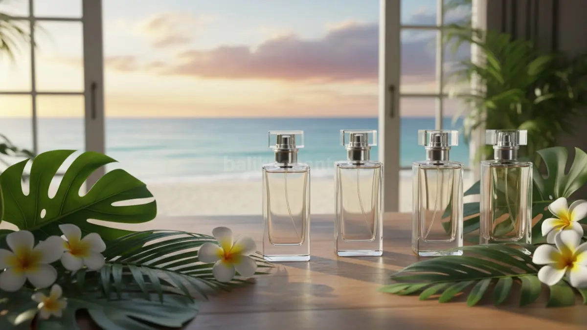 Tren parfum musim panas 2026 menghadirkan aroma ringan, segar, dan menenangkan untuk aktivitas sehari-hari modern. (BTV/AI)
