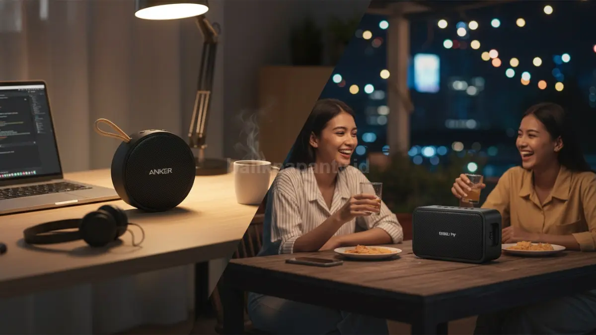 Anker Soundcore Select 4 dan Eggel Play saat dipakai menemani suasana kerja dan nongkrong malam (BTV/Ai)