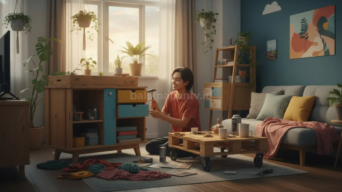 DIY furnitur upcycle diminati Gen Z karena membuat apartemen kecil lebih estetik, fungsional, dan hemat biaya.(BTV/AI)