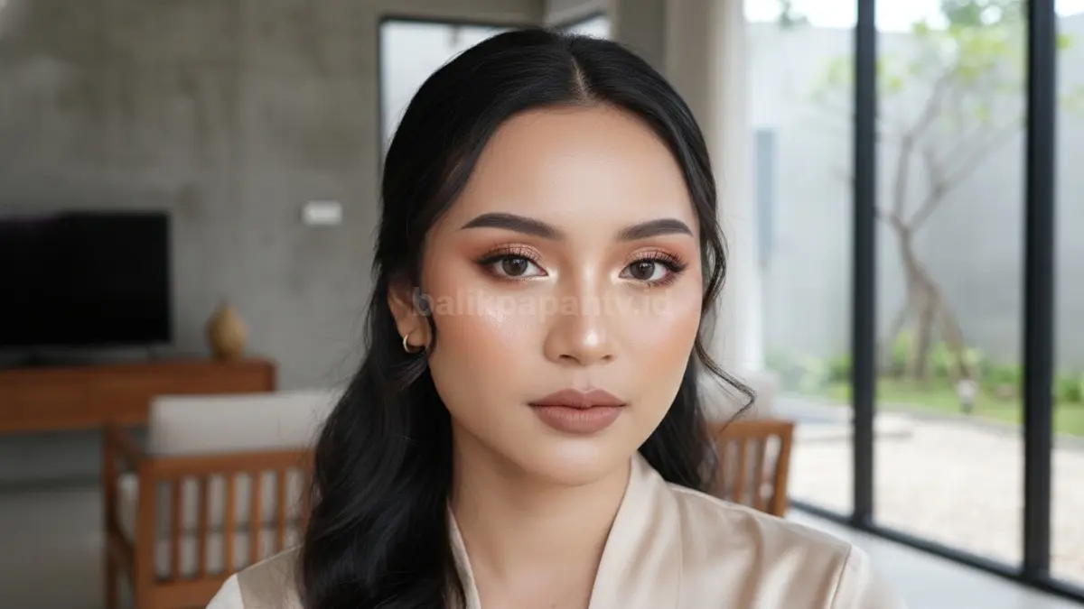 Makeup soft glam natural dengan complexion glowing dan warna nude hangat untuk acara modern 2026

