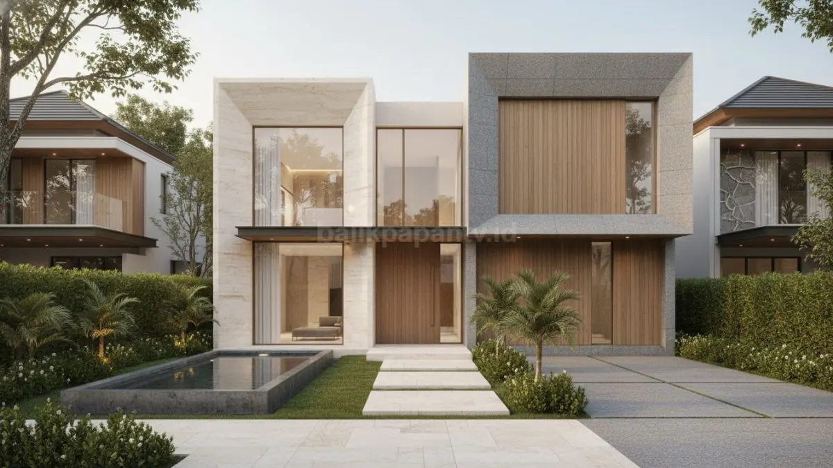 Material premium menjadi identitas utama luxury minimalist house. (BTV/Ai)