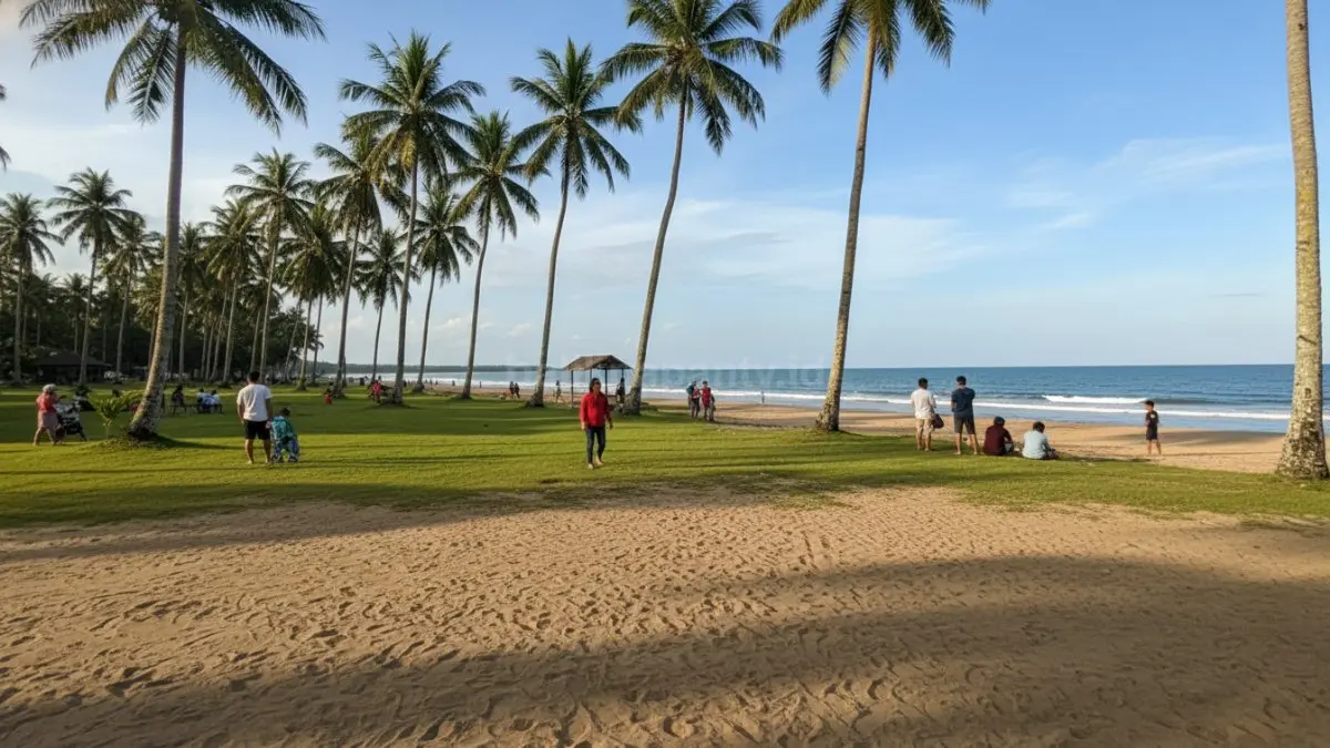Pantai Watu Beach Lamaru Balikpapan menarik wisatawan lokal lewat suasana santai, pemandangan alami, dan spot foto. (BTV/AI)
