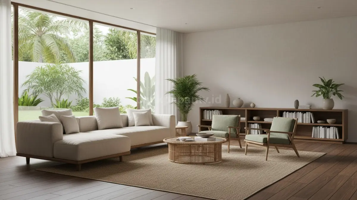 Pilih furnitur berkaki rendah agar ruangan terasa lebih lapang dengan visual yang rapi dan ringan. (BTV/AI)