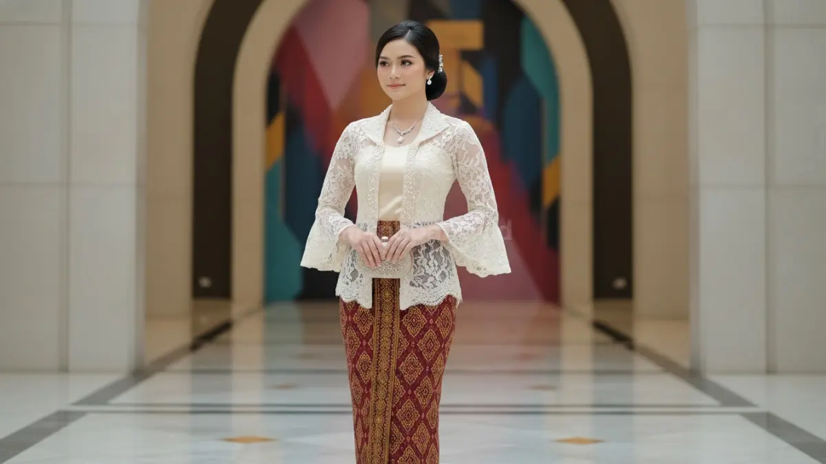 Rok span songket dipadukan kebaya modern untuk tampilan formal saat wisuda atau pesta keluarga.
