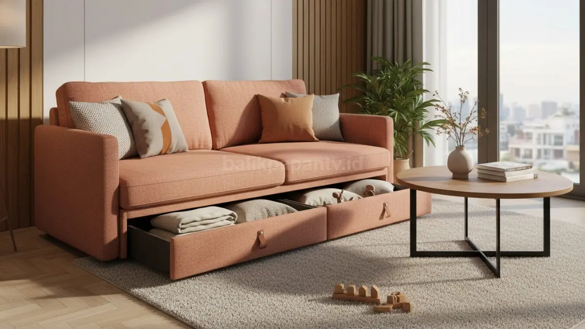 Sofa Bed dengan Penyimpanan Bawah (BTV/Ai)