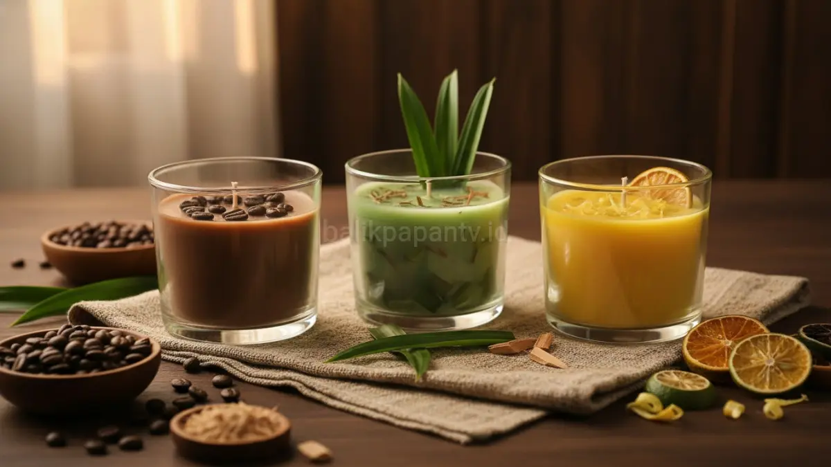 Candle handmade beraroma personal jadi tren dekor ruang dengan wangi unik seperti kopi dan citrus.(BTV/AI) 
