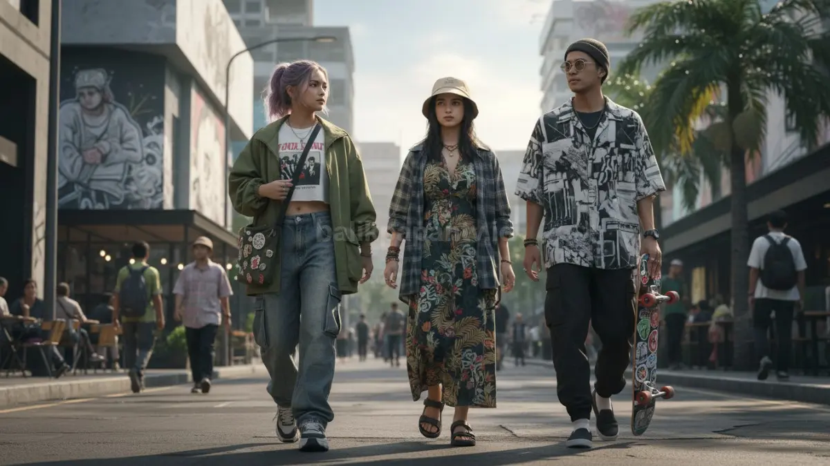 Fashion skena 2026 hadir karena anak muda mencari gaya nyaman, personal, fleksibel, sekaligus dekat kehidupan sehari-hari. (BTV/AI) 
