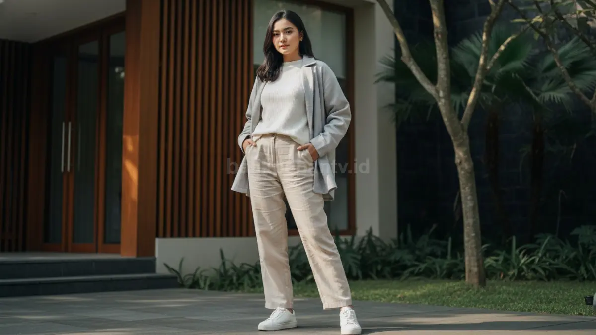 Gaya netral modern 2026 hadir elegan, minimalis, dan berani lewat sentuhan fashion maksimalis global terkini. (BTV/AI)
