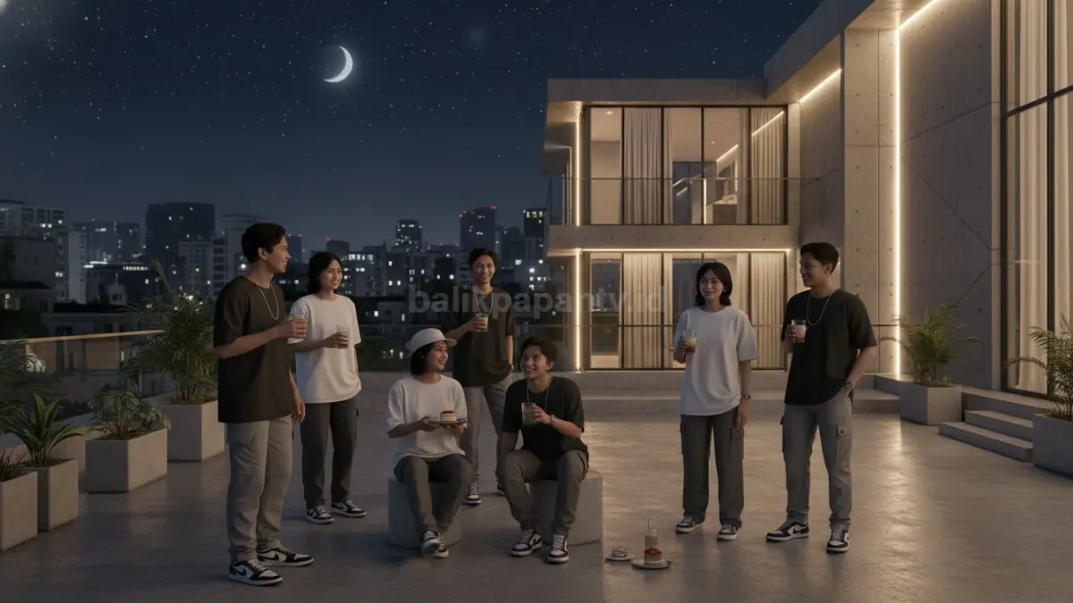 Gaya nongkrong malam dengan outfit streetwear simpel dan clean look
