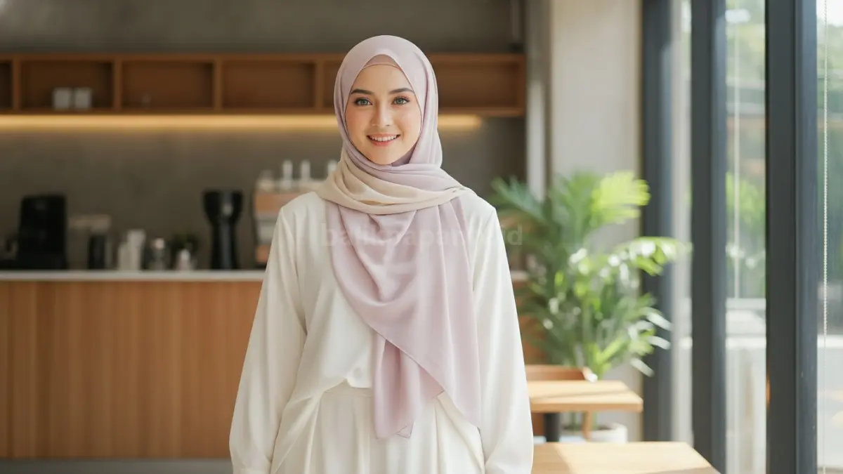 Hijab voal premium dan pashmina airy favorit karena praktis, nyaman, mudah dibentuk untuk aktivitas padat. (BTV/AI)
