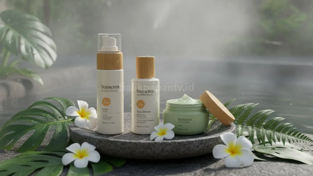 Produk skincare seperti sunscreen dan pelembap untuk membantu menjaga tekstur kulit tetap halus