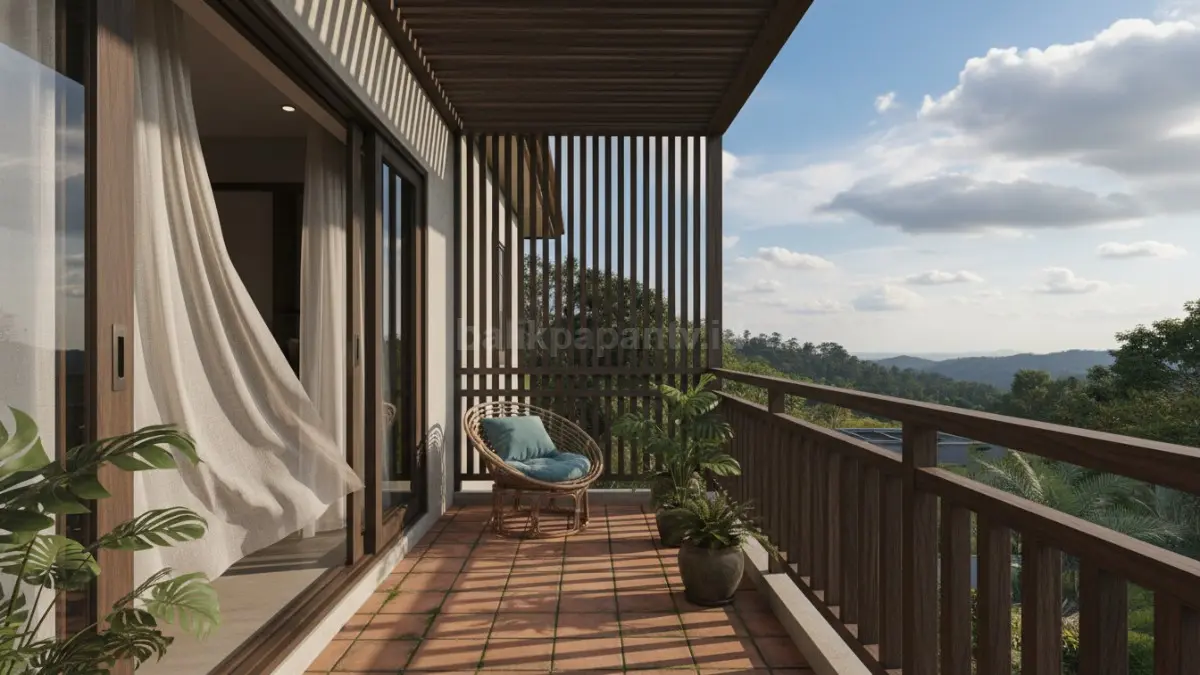 Ruang transisi semi terbuka membantu penghuni menikmati jeda nyaman sebelum memasuki area privat rumah.

