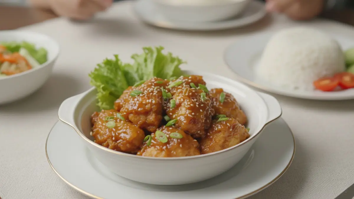Sajian ayam goreng mentega hangat cocok disantap bersama nasi putih saat makan keluarga.
