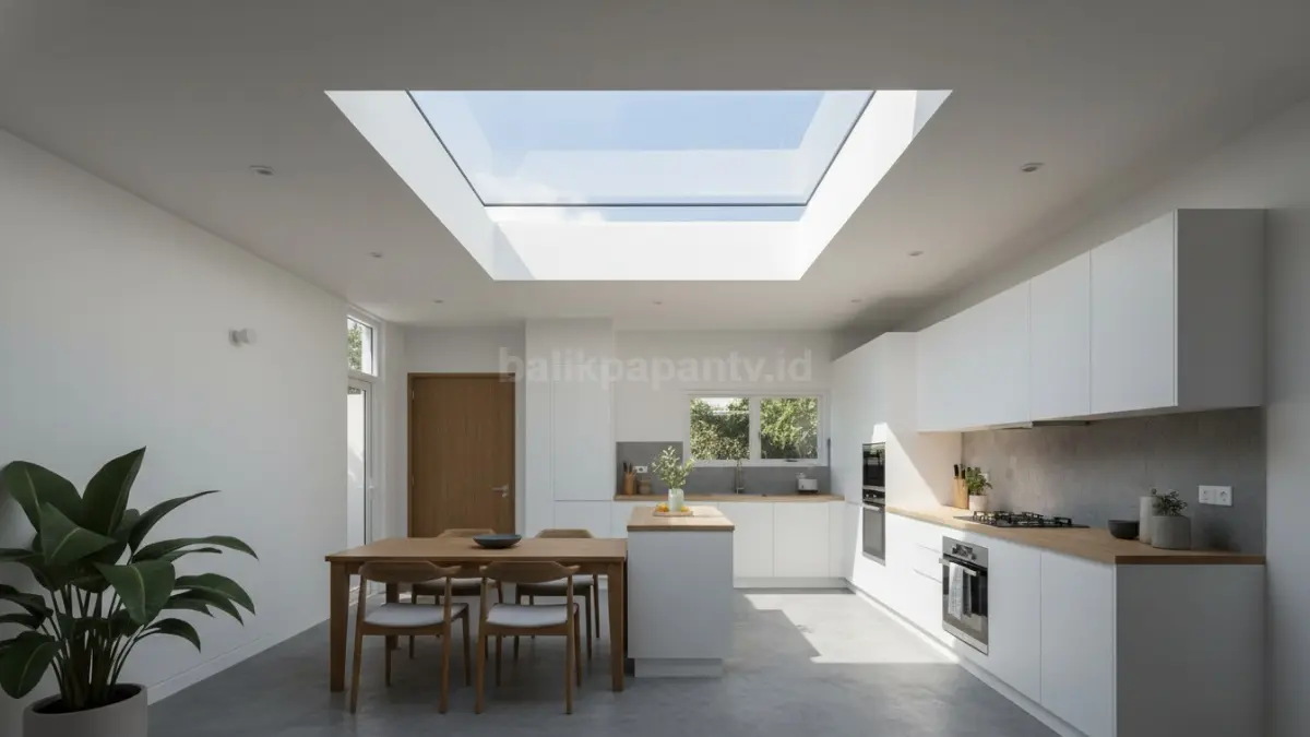 Skylight populer karena membantu rumah sempit tetap terang alami, hemat listrik, dan terasa lebih lega. (BTV/AI)